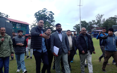 खेलकुद मन्त्री गुप्ताले गरे त्रिवि अन्तर्राष्ट्रिय क्रिकेट मैदानको निरीक्षण